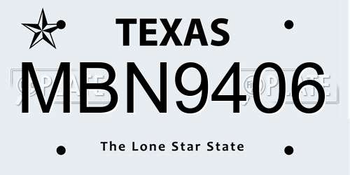 MBN9406 Texas License Plate