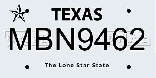 MBN9462 Texas License Plate