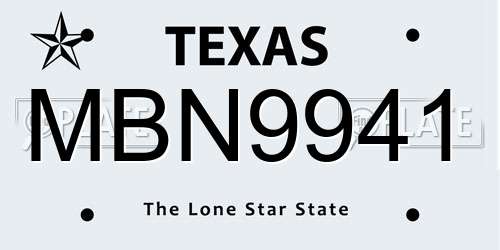 MBN9941 Texas License Plate