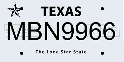 MBN9966 Texas License Plate