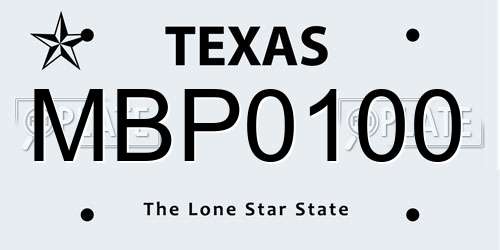 MBP0100 Texas License Plate