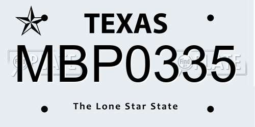 MBP0335 Texas License Plate