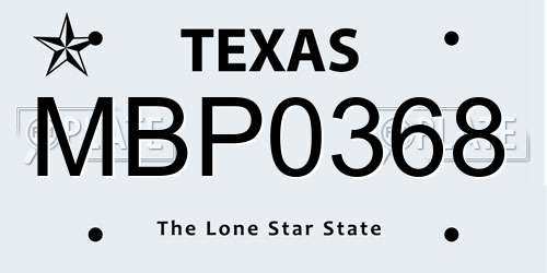 MBP0368 Texas License Plate
