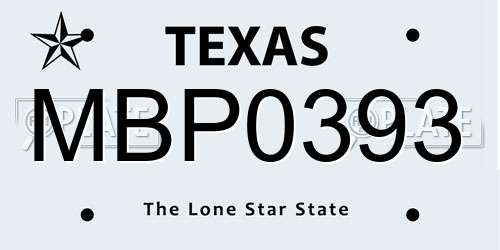 MBP0393 Texas License Plate
