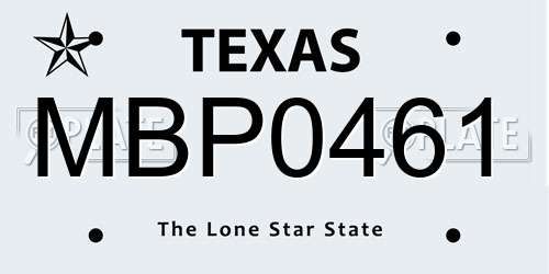 MBP0461 Texas License Plate