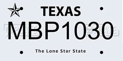 MBP1030 Texas License Plate