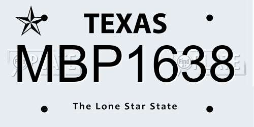 MBP1638 Texas License Plate