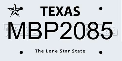 MBP2085 Texas License Plate