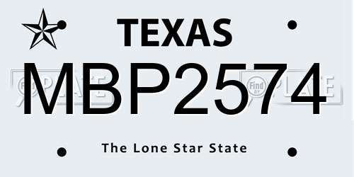 MBP2574 Texas License Plate