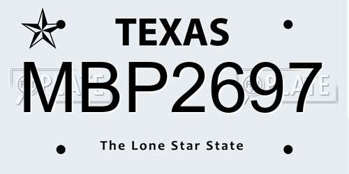 MBP2697 Texas License Plate
