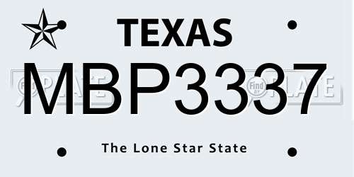 MBP3337 Texas License Plate