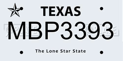 MBP3393 Texas License Plate