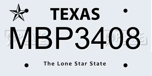 MBP3408 Texas License Plate