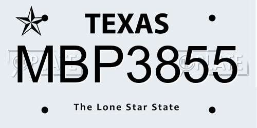 MBP3855 Texas License Plate