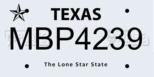 MBP4239 Texas License Plate