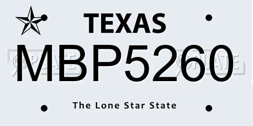 MBP5260 Texas License Plate