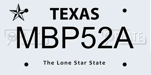 MBP52A Texas License Plate