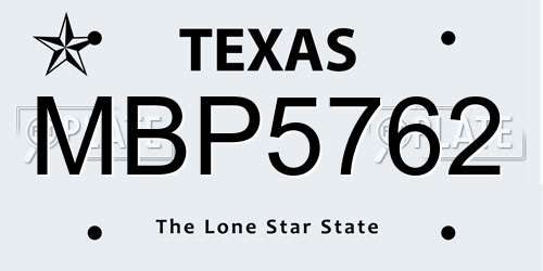 MBP5762 Texas License Plate