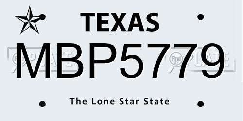 MBP5779 Texas License Plate