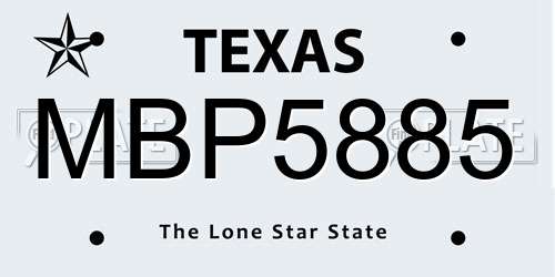 MBP5885 Texas License Plate