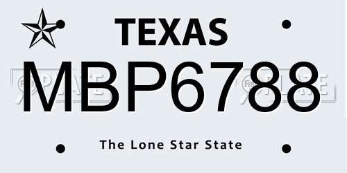 MBP6788 Texas License Plate