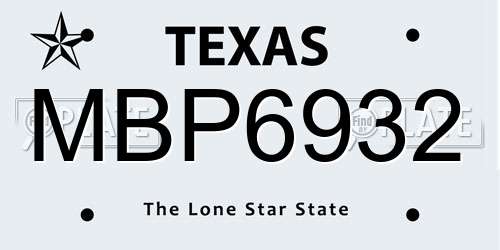 MBP6932 Texas License Plate