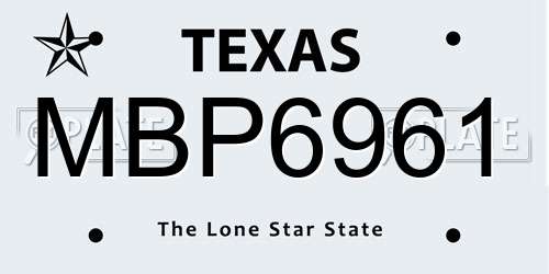MBP6961 Texas License Plate