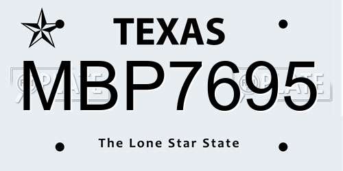 MBP7695 Texas License Plate