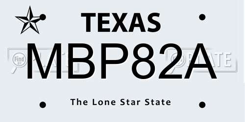 MBP82A Texas License Plate
