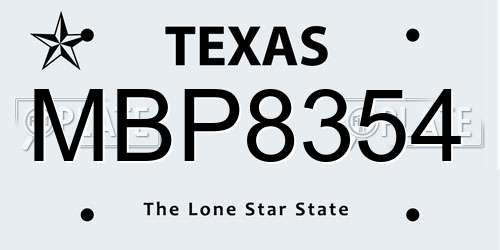 MBP8354 Texas License Plate