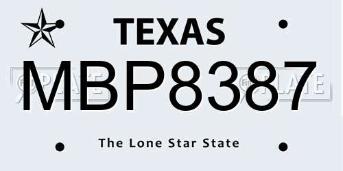 MBP8387 Texas License Plate