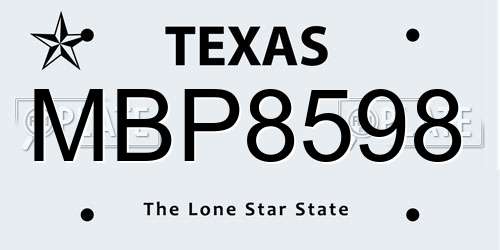 MBP8598 Texas License Plate