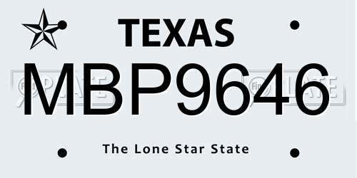 MBP9646 Texas License Plate