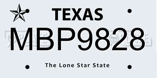 MBP9828 Texas License Plate