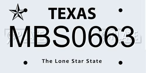 MBS0663 Texas License Plate