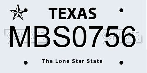 MBS0756 Texas License Plate