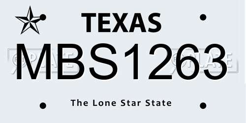 MBS1263 Texas License Plate