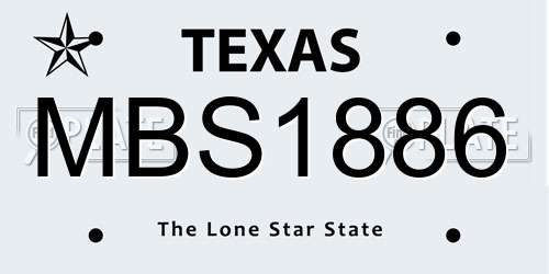 MBS1886 Texas License Plate