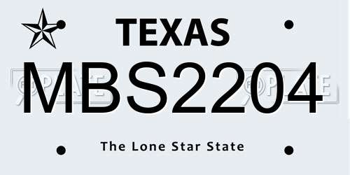 MBS2204 Texas License Plate