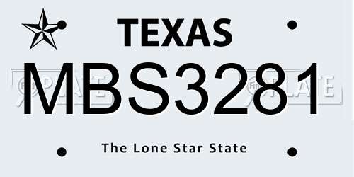 MBS3281 Texas License Plate