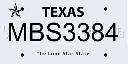 MBS3384 Texas License Plate