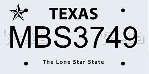 MBS3749 Texas License Plate