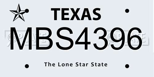 MBS4396 Texas License Plate