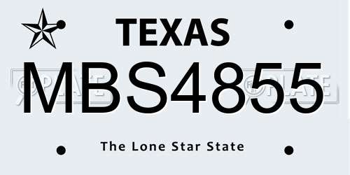 MBS4855 Texas License Plate