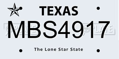 MBS4917 Texas License Plate