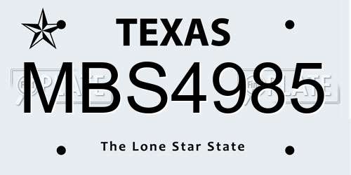 MBS4985 Texas License Plate
