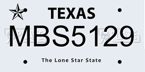 MBS5129 Texas License Plate