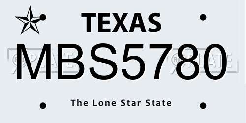 MBS5780 Texas License Plate