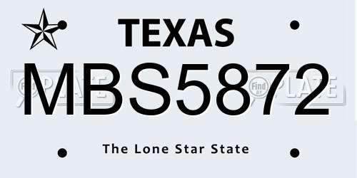 MBS5872 Texas License Plate