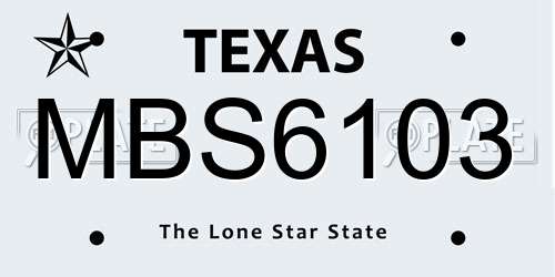MBS6103 Texas License Plate